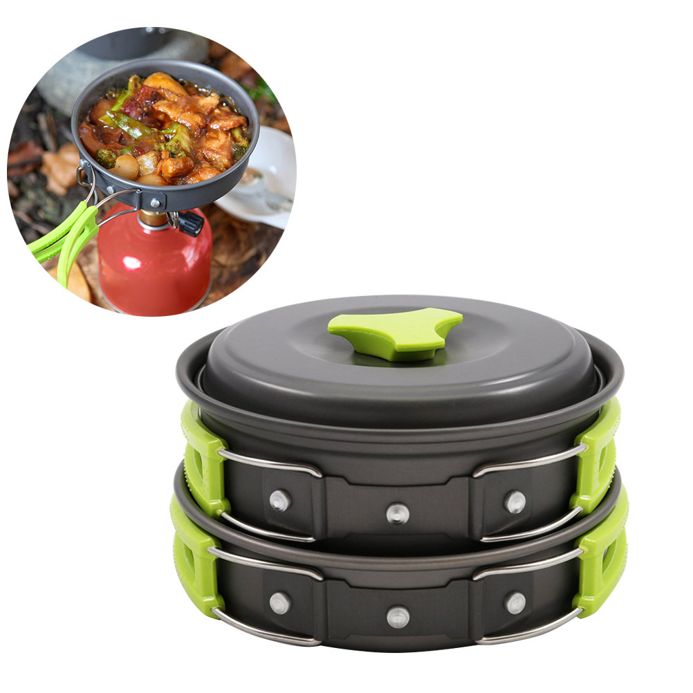 Camping Lightweight Cooking Pot - 10Pcs Lightweight Camping Cookware Set 1-2