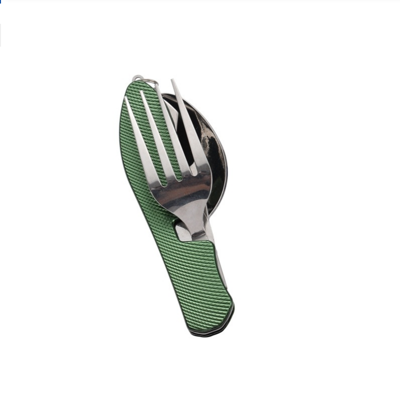 Camping Cooking Knife Set - Foldable Stainless Steel Cutlery Set, Integrated