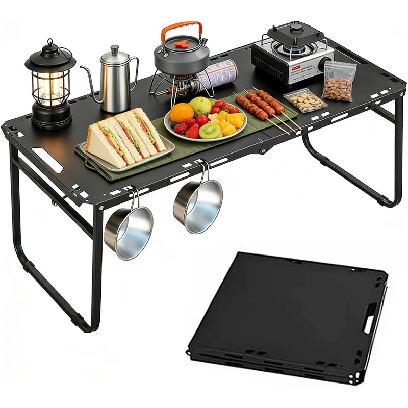 Camping Cooking Table - Camping Table Adjustable Folding Portable RV