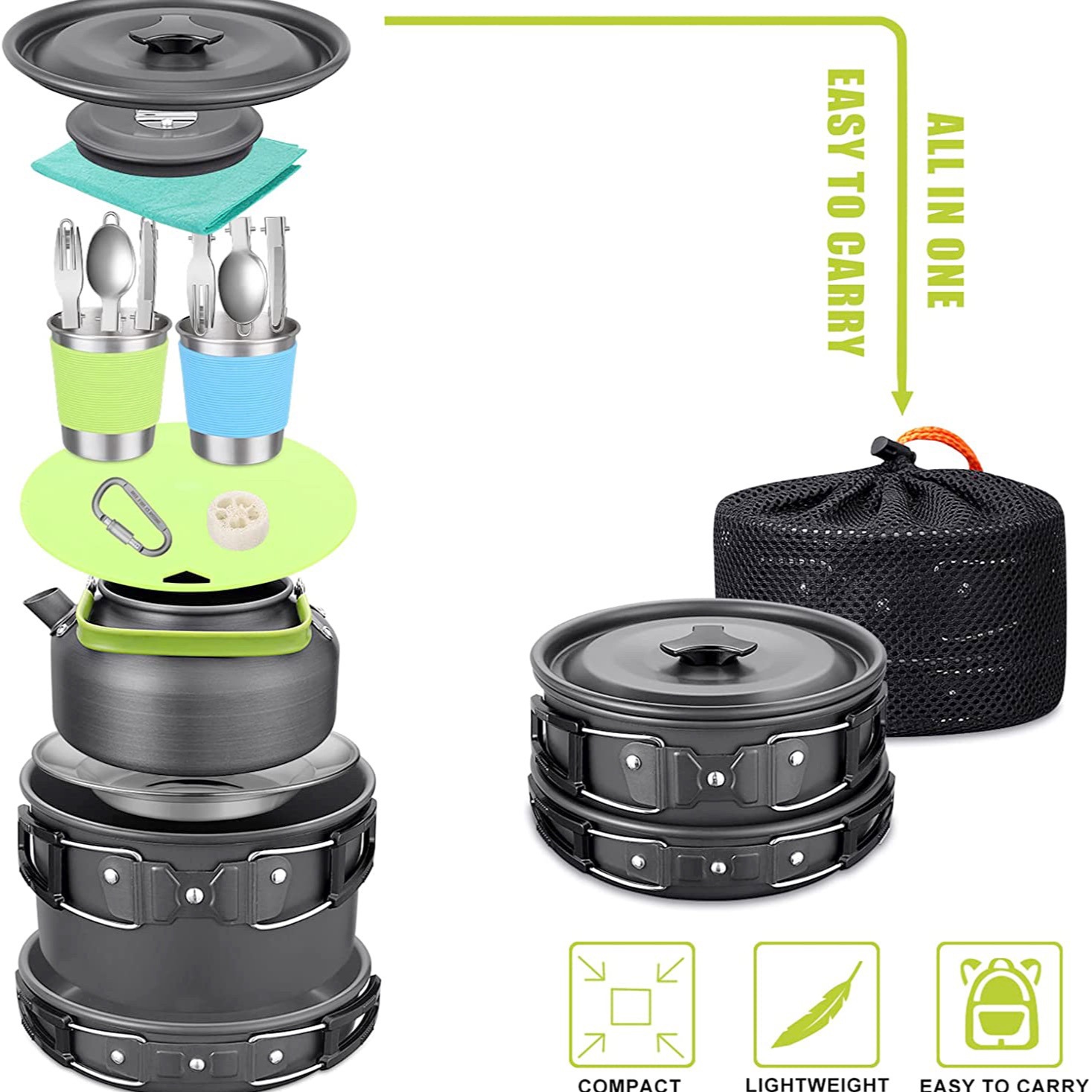 Outdoor Camping Cook Set with  - đánh giá và giá Camping Cooking Gear Set