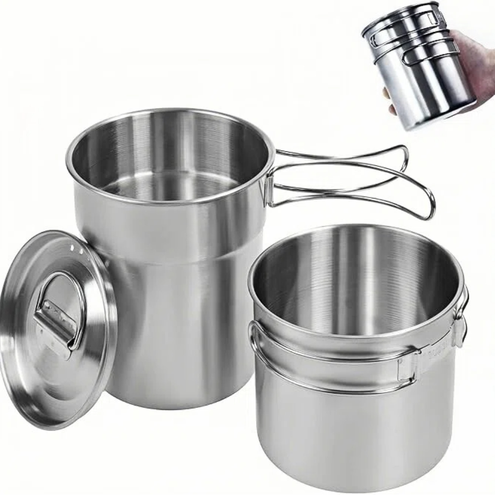 Foldable Camping Cups Mugs Cam - đánh giá và giá Camping Cooking Pot Stainless Steel