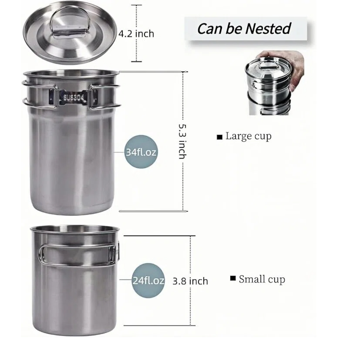 Foldable Camping Cups Mugs Cam - đánh giá và giá Camping Cooking Pot Stainless Steel
