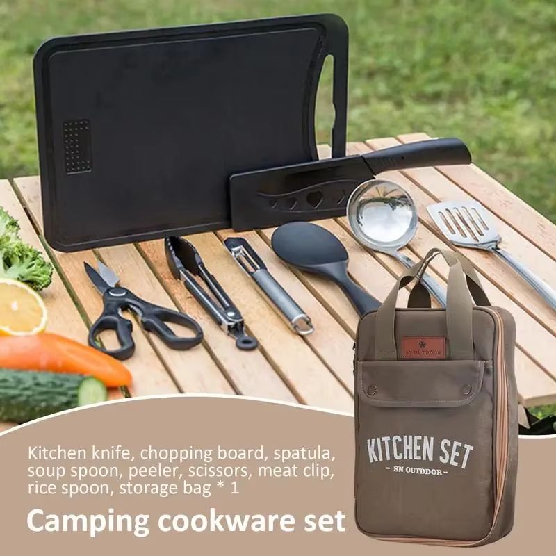 8pcs Camping Kitchen Cookware  - đánh giá và giá Camping Cooking All In One