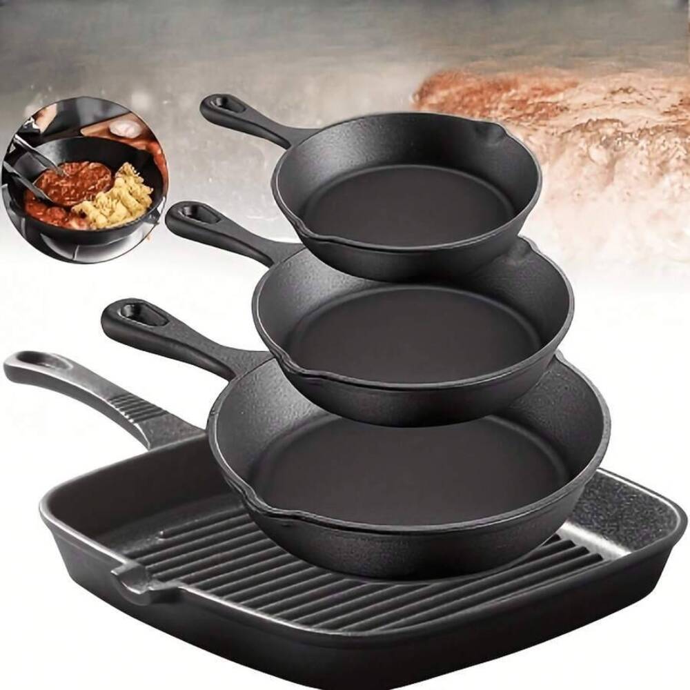 4-Piece Cast Iron Cookware Set - đánh giá và giá Camping Cooking Ware Set