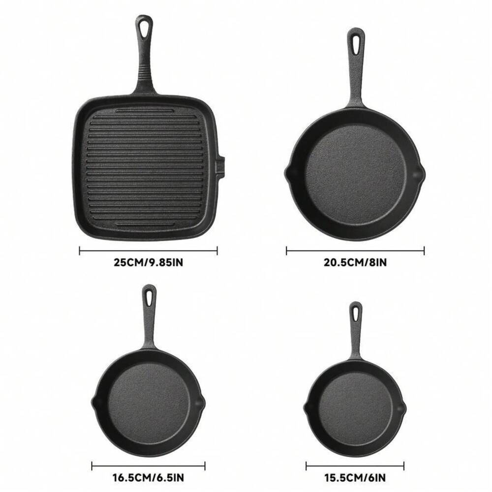 4-Piece Cast Iron Cookware Set - đánh giá và giá Camping Cooking Ware Set