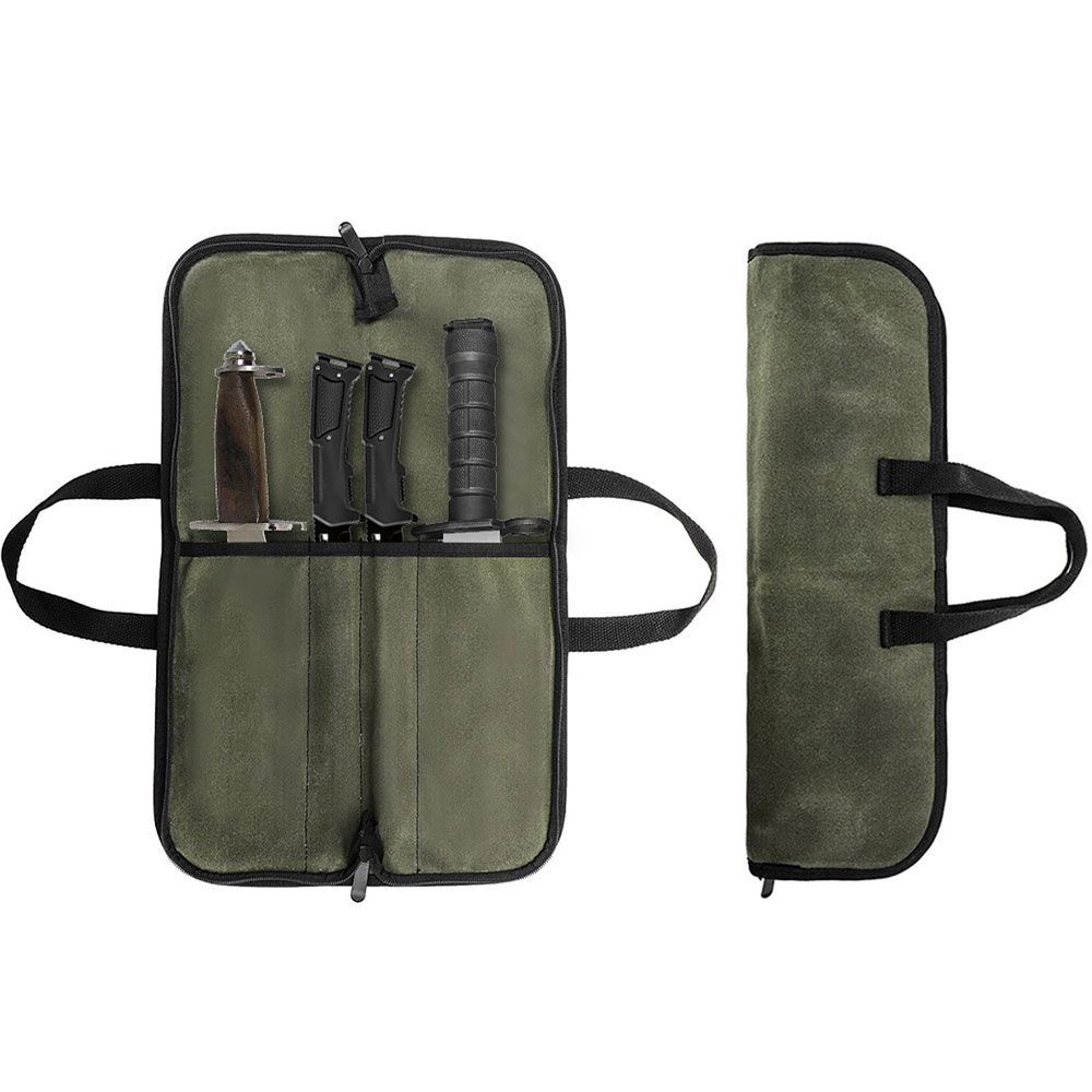 Waxed Canvas Knife Roll Bag Mu - đánh giá và giá Camping Cooking Multi Tool