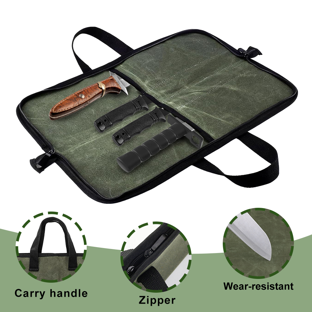 Waxed Canvas Knife Roll Bag Mu - đánh giá và giá Camping Cooking Multi Tool