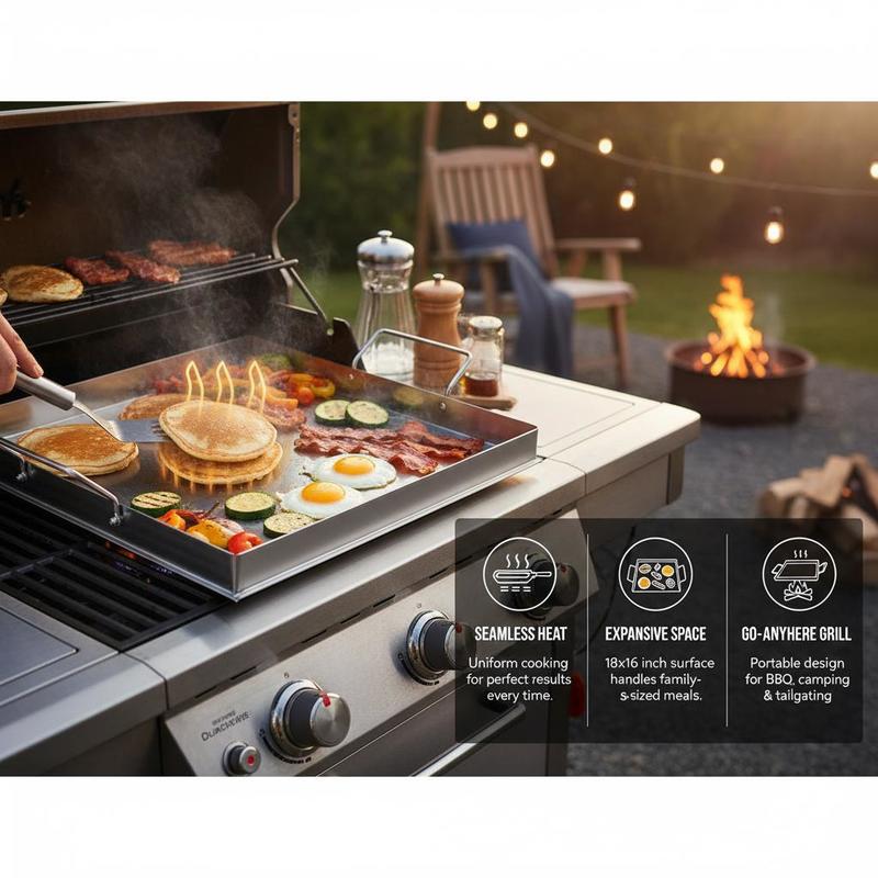 Universal Flat Top Griddle 18x - đánh giá và giá Camping Cooking Pot Stainless Steel