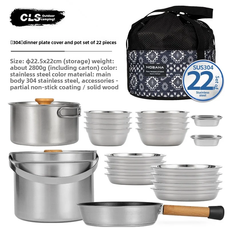 NOBANA&CLS 22PCS Stainless Ste - đánh giá và giá Camping Cooking Pot Stainless Steel