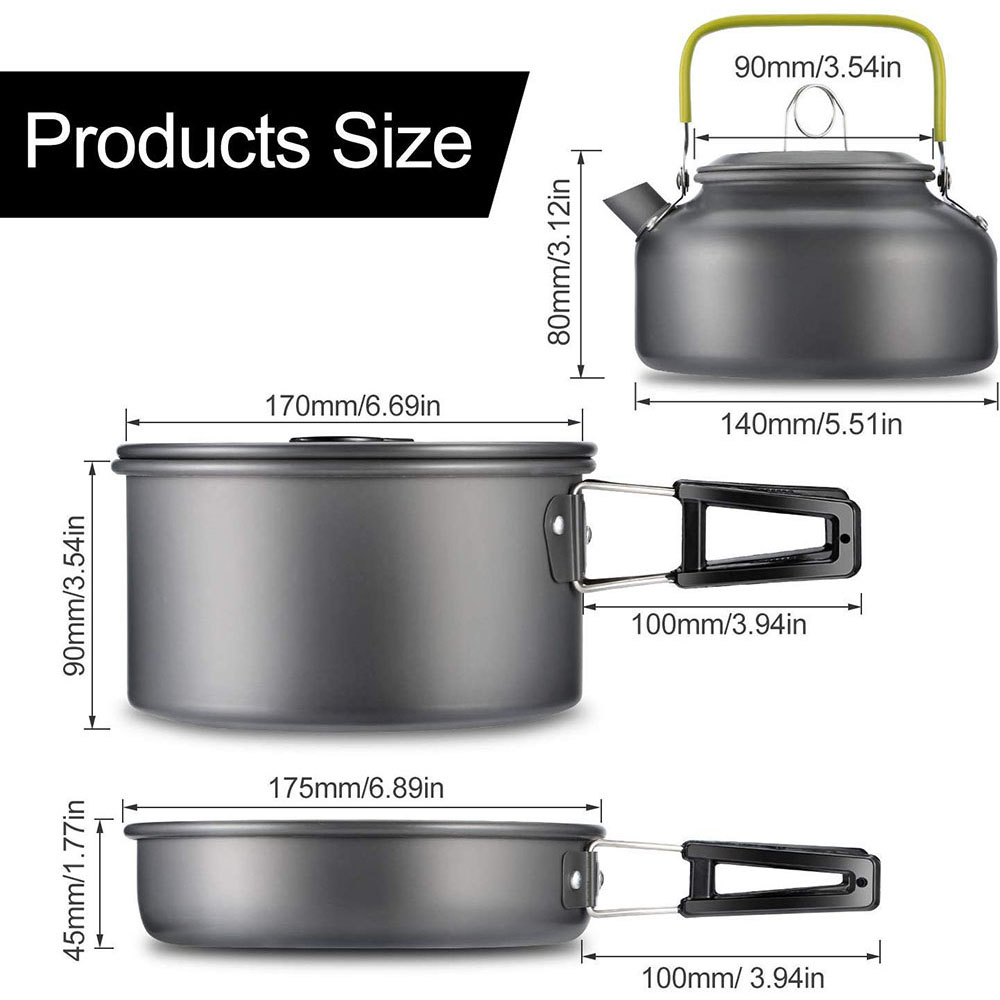 Cắm Trại Bộ Nồi Nhôm Chống Dín - đánh giá và giá Camping Cooking Ware Set