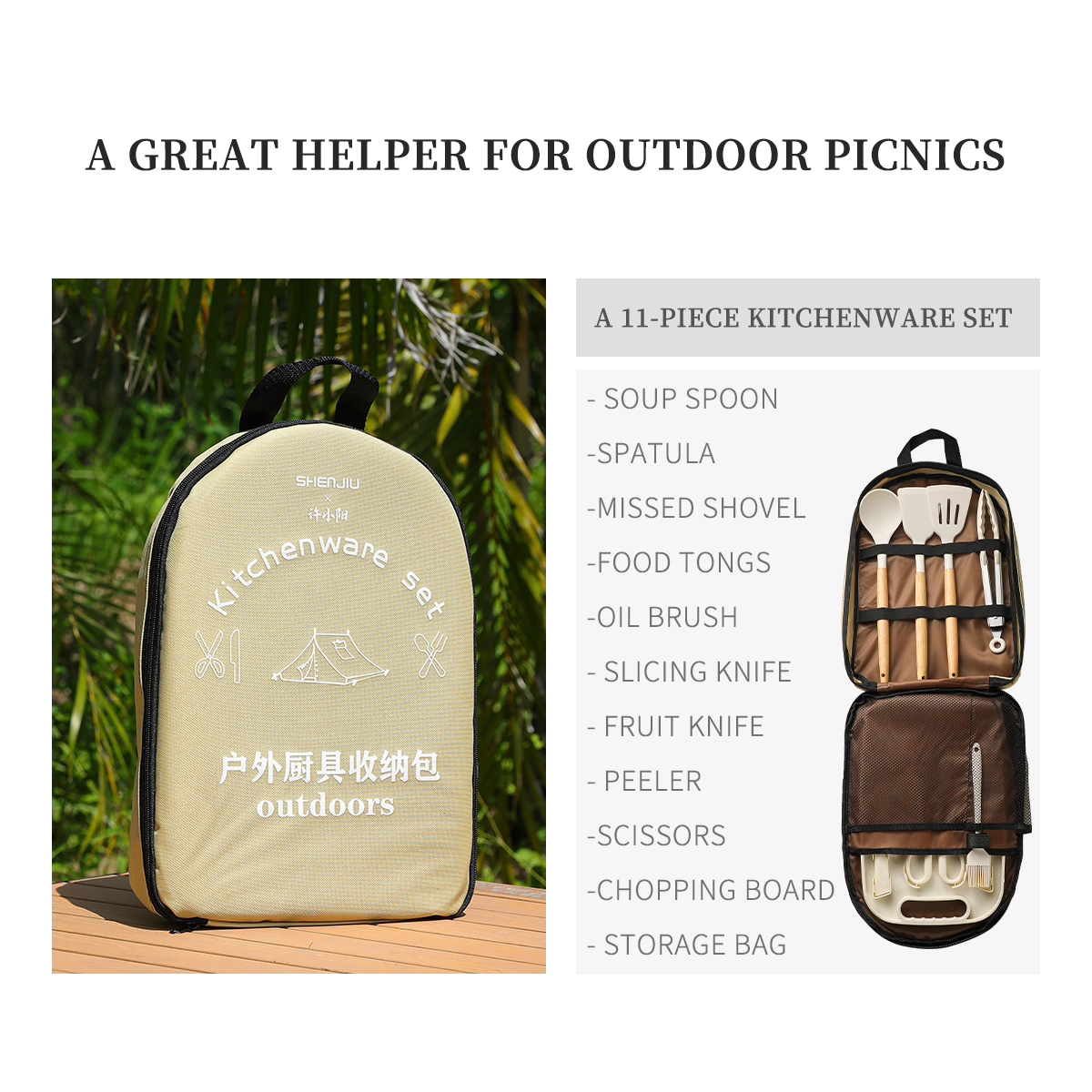 Portable Outdoor Picnic Set Kn - đánh giá và giá Camping Cooking Knife Set