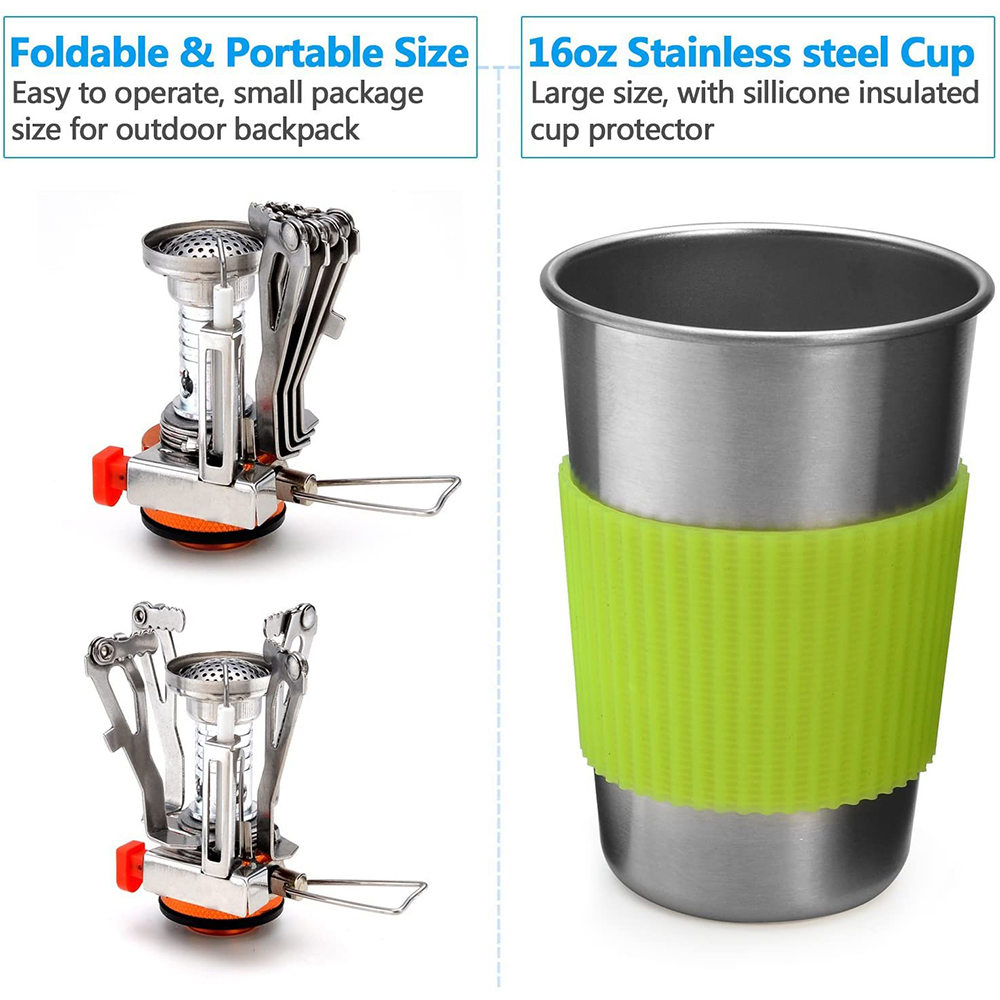 Camping Cookware Kit with Stov - đánh giá và giá Camping Cooking Ware Set
