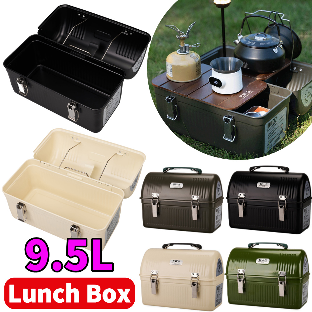 9.5L Vintage Metal Lunch Box w - đánh giá và giá Camping Cooking Box